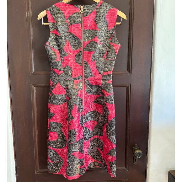 DRAPER JAMES | Black and pink Jacquard Cocktail Dress | Size 0 - Picture 2 of 7